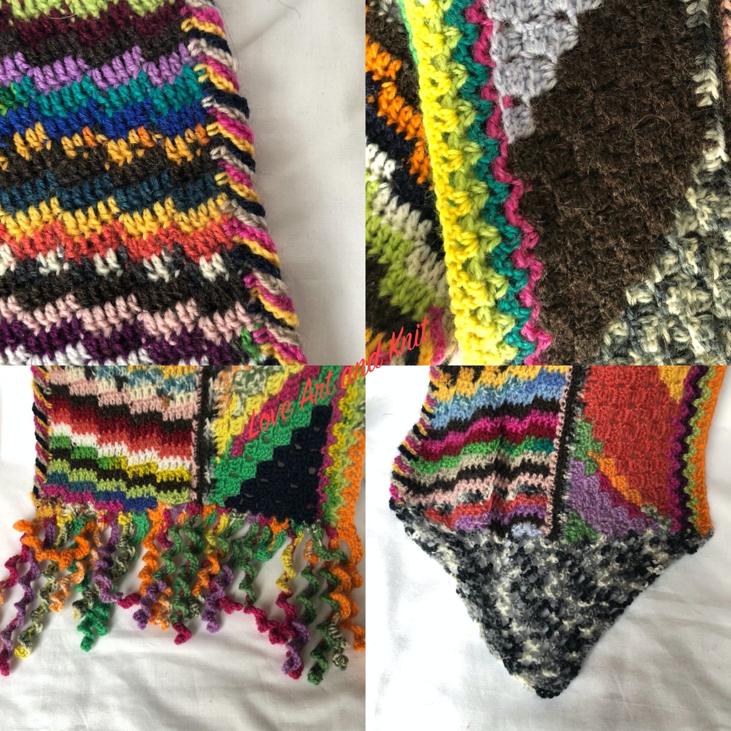 Crochet scarf, colourful scarf