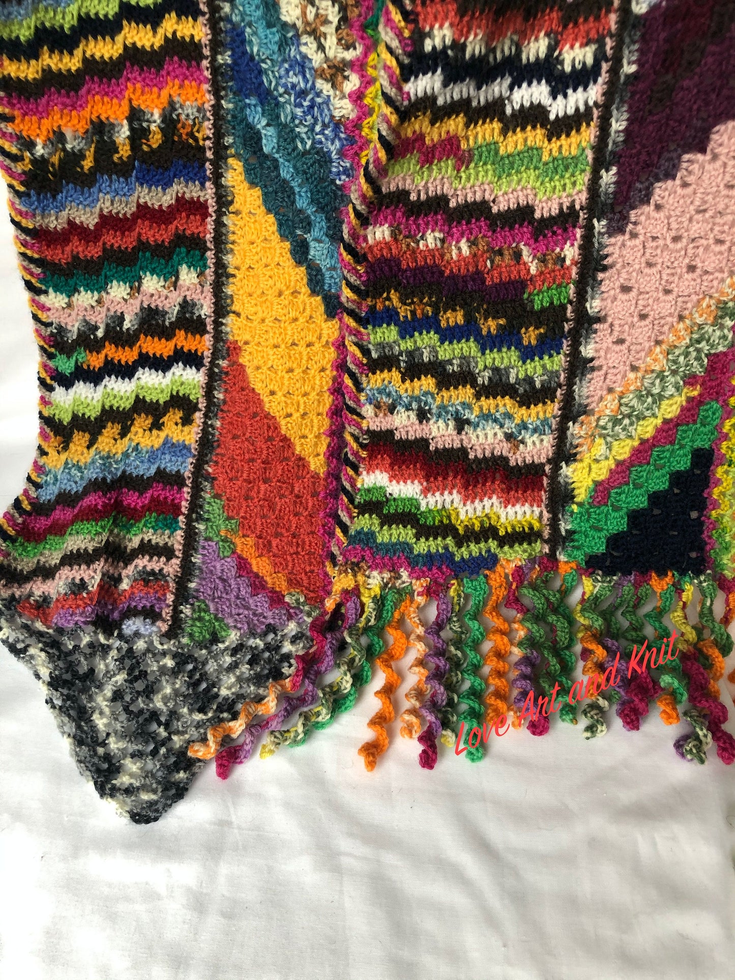 Crochet scarf, colourful scarf