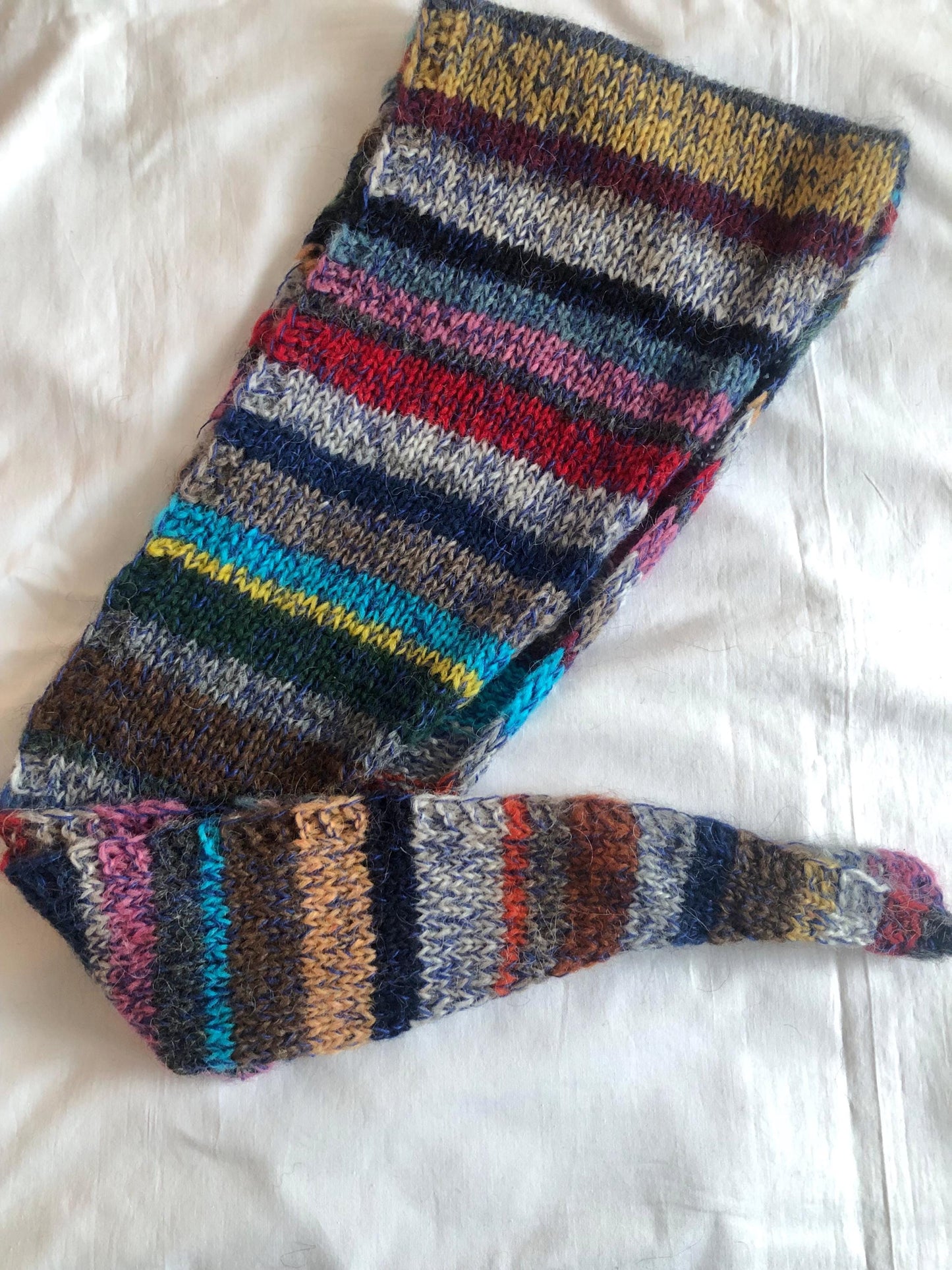Icelandic wool and einband scarf, colourful wool scarf