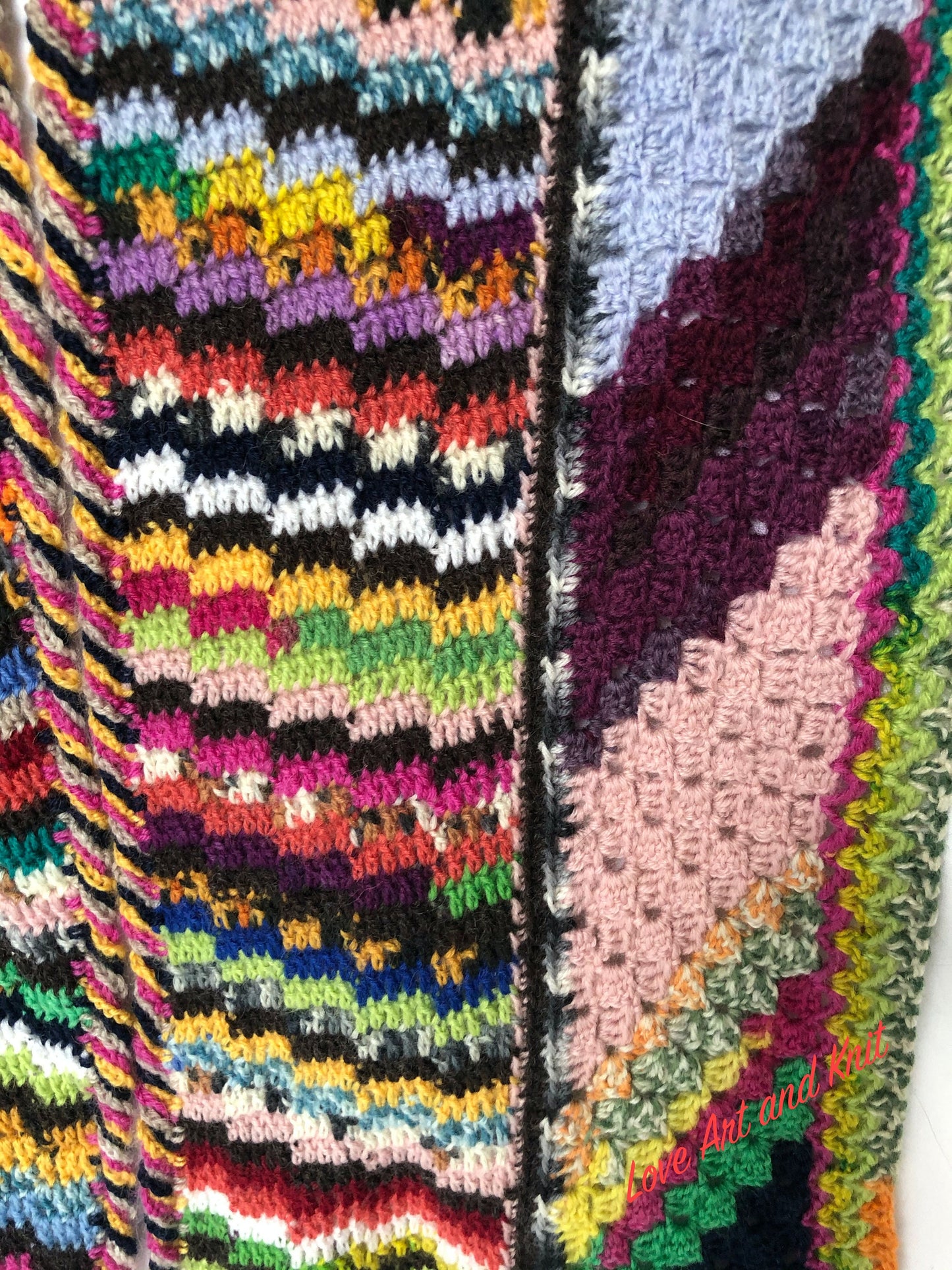 Crochet scarf, colourful scarf