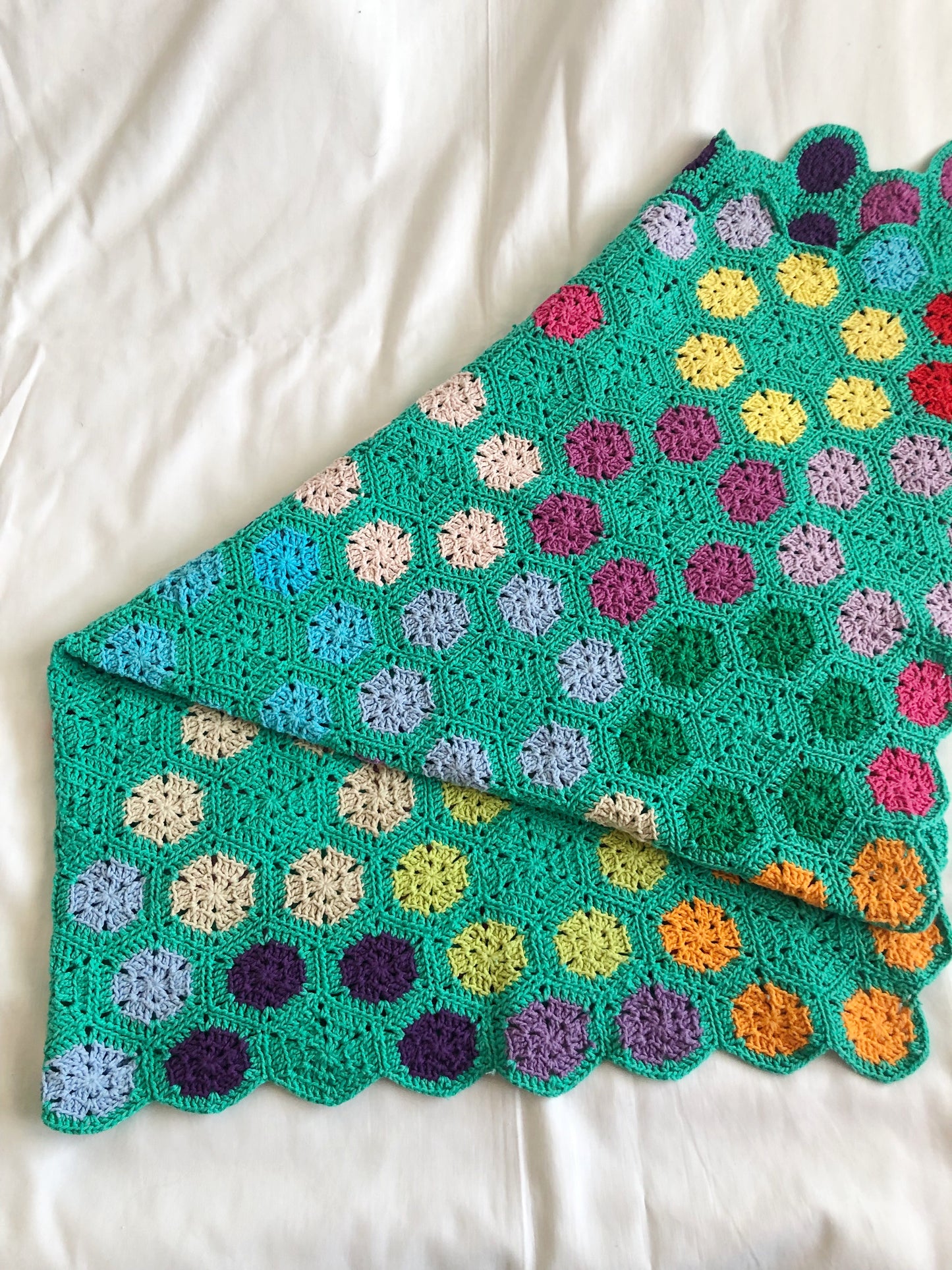 Handmade Hexagon Cotton Crochet Baby Blanket - Unique Nursery Decoration