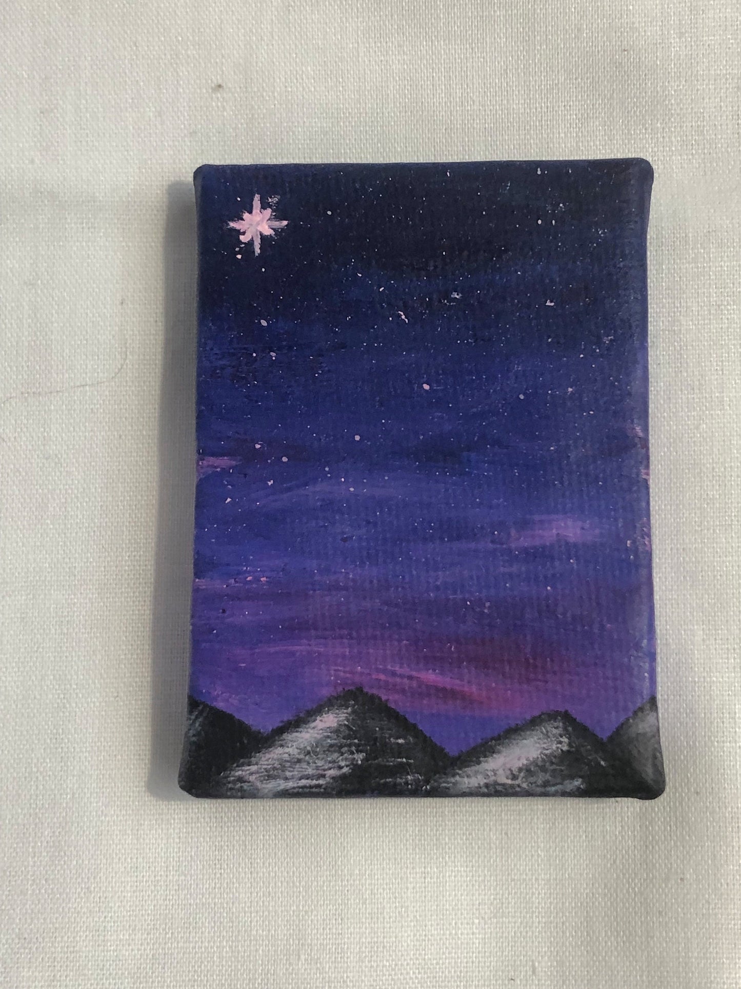 Set of four mini paintings, mountain paintings, acrylic original paintings