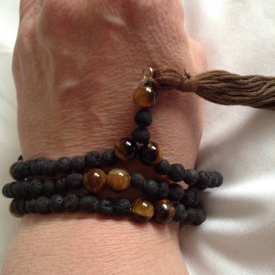 108 bead necklace, necklace, natural stones, 108 lava beads, prayer Mala, wrist Mala, boho, elastic bracelet, elastic pendant, tassel,beads