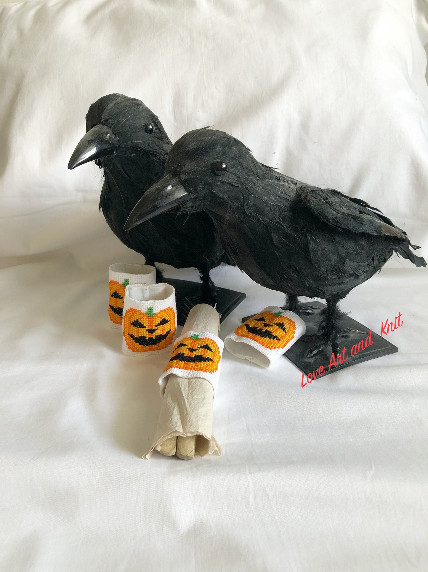 pumpkin napkins rings, halloween dinner decoration,