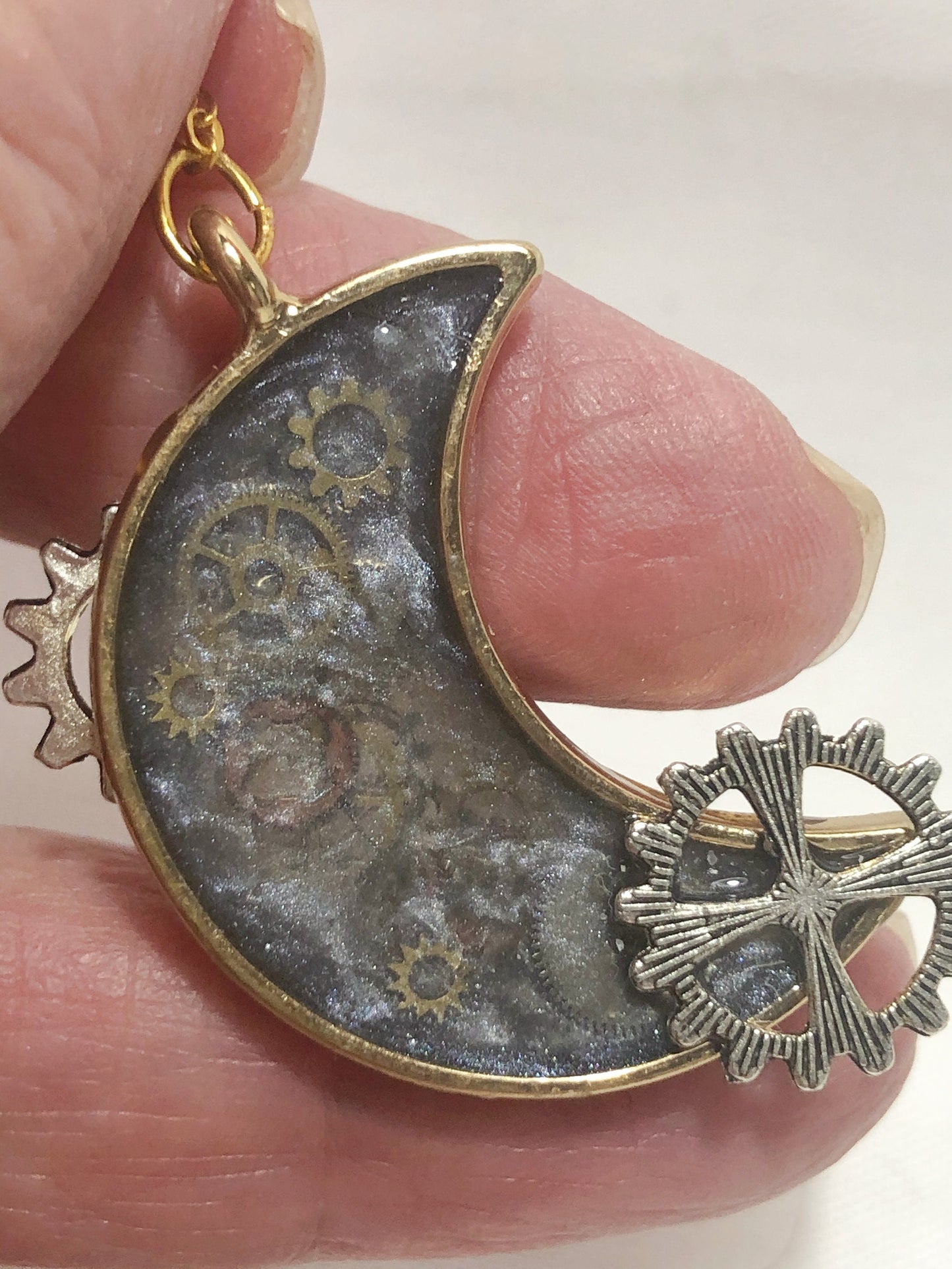 pendant, unique jewellery, resin moon pendant