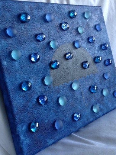 Mixed media wall art, raindrops painting, pebbles painting