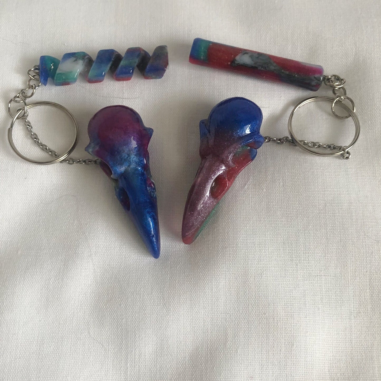 zipper charm and keyring, skull keyring and charm, keychain and charm,