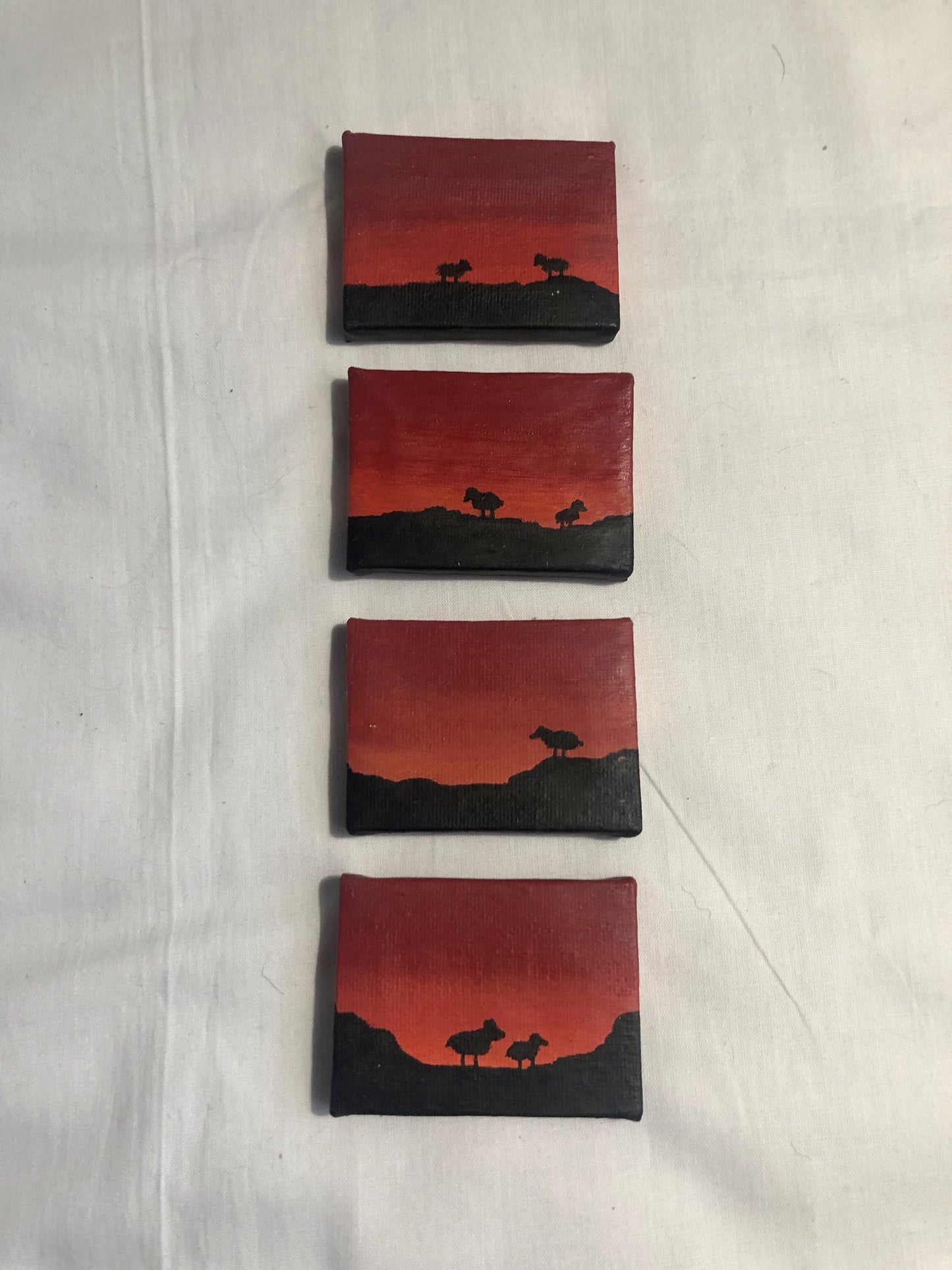 mini acrylic painting, mini sunset painting