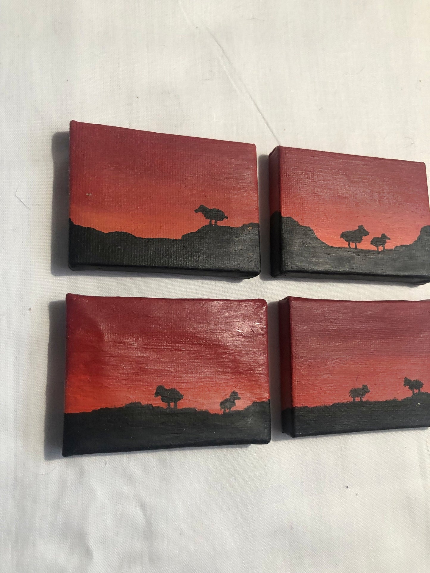 mini acrylic painting, mini sunset painting