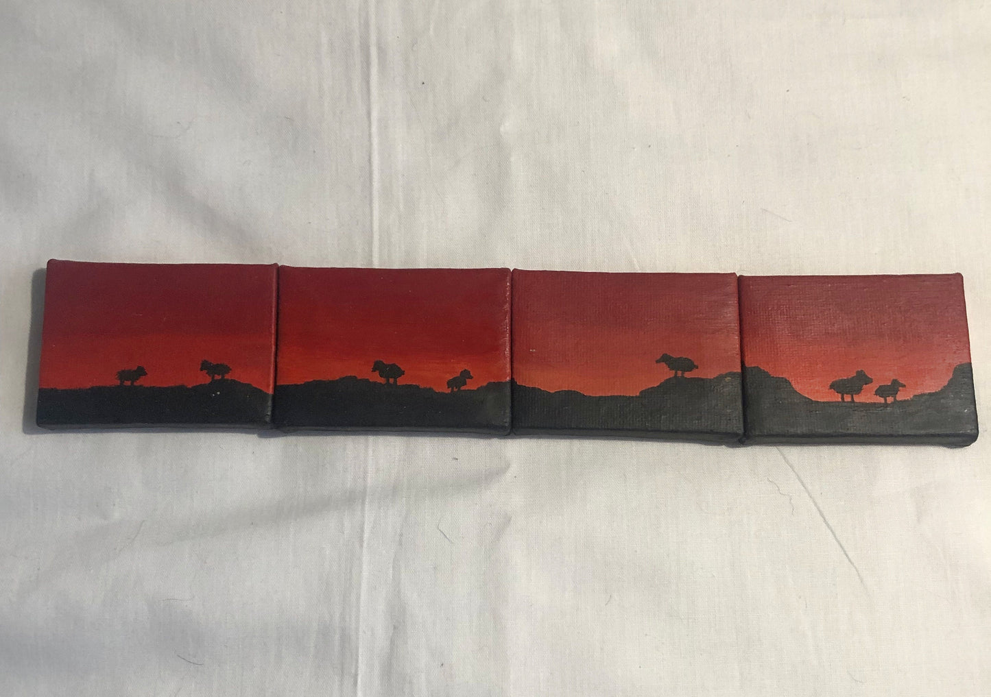 mini acrylic painting, mini sunset painting