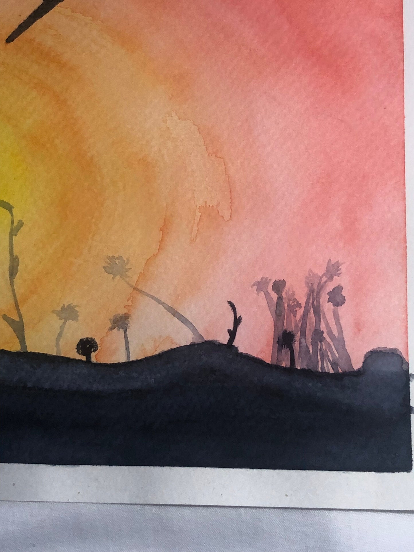 Art, watercolour, bird, sunset, housewarming gift