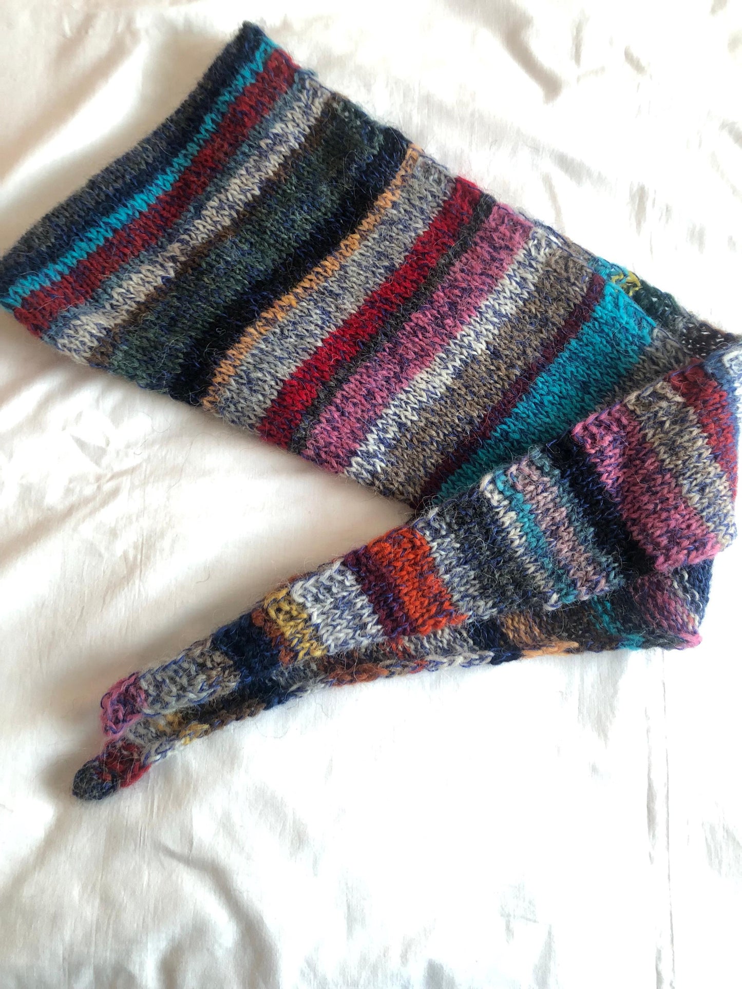 Icelandic wool and einband scarf, colourful wool scarf