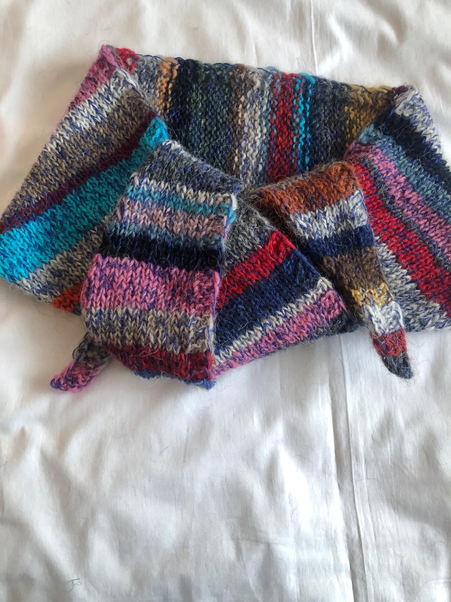 Icelandic wool and einband scarf, colourful wool scarf
