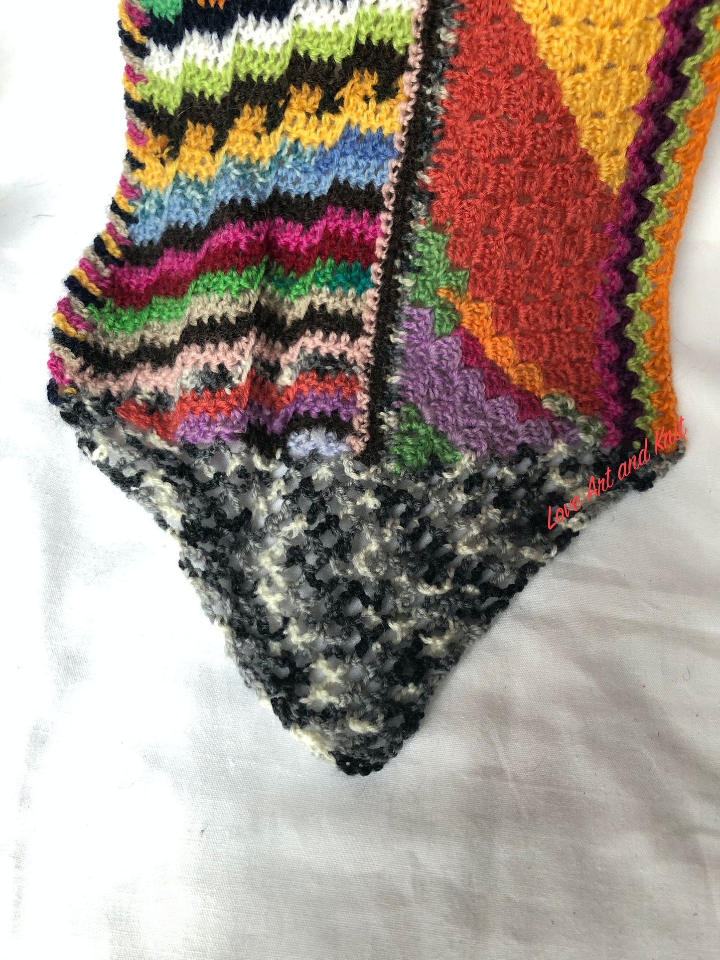 Crochet scarf, colourful scarf