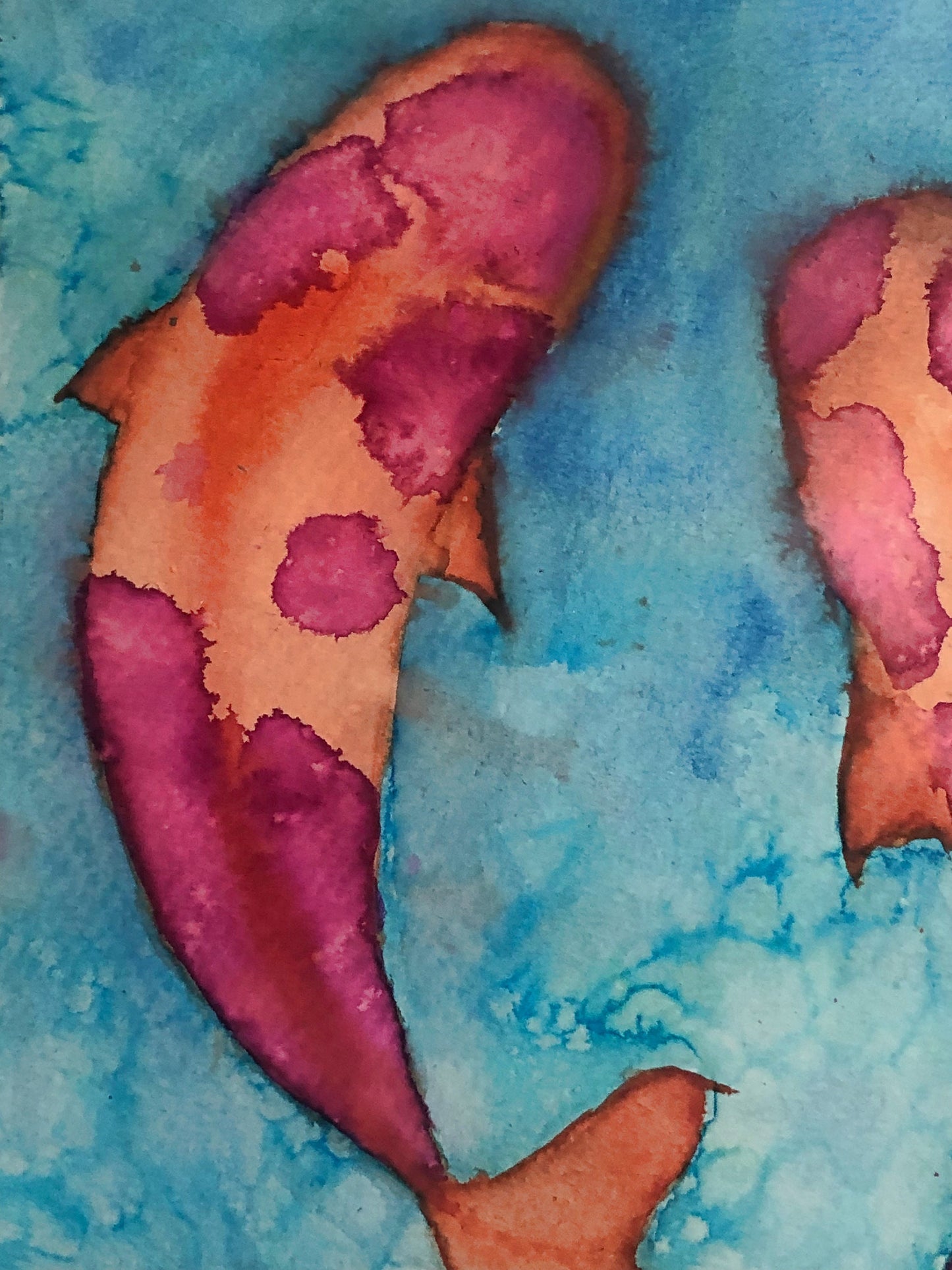 Koi fish painting, watercolour painting, home decoration