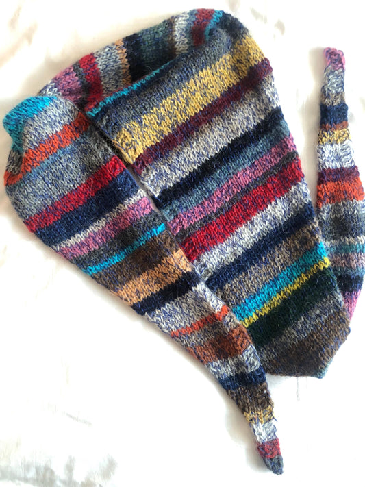 Icelandic wool and einband scarf, colourful wool scarf