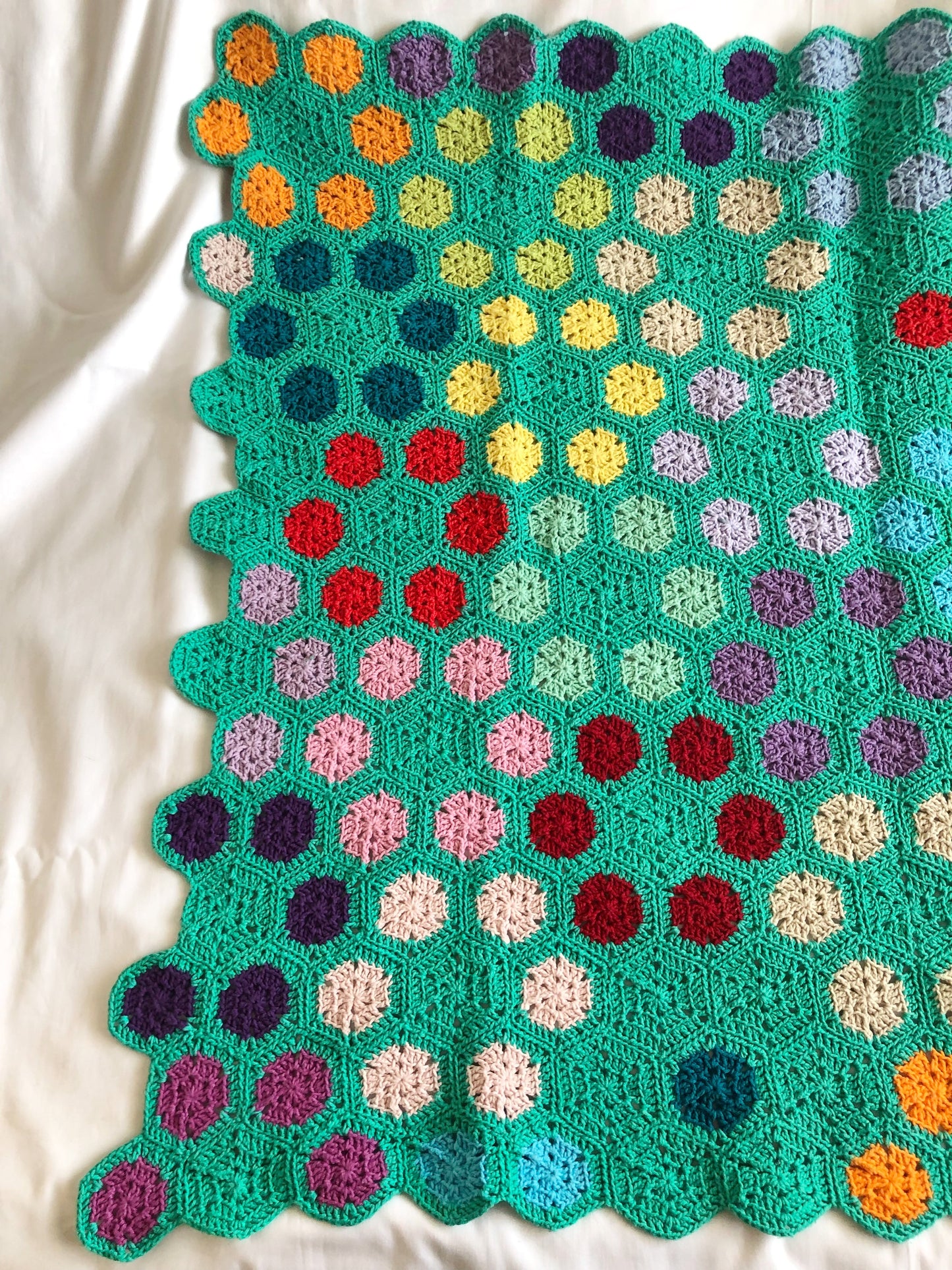 Handmade Hexagon Cotton Crochet Baby Blanket - Unique Nursery Decoration