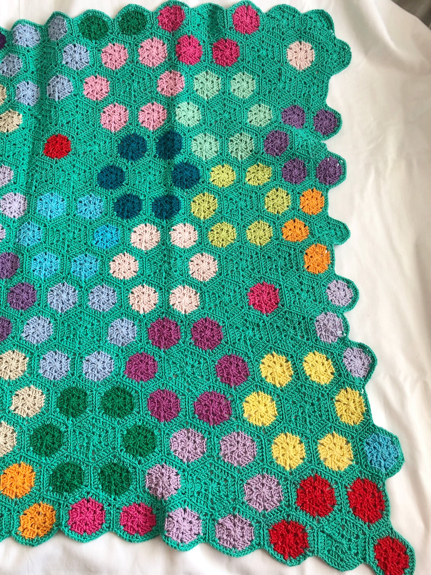 Handmade Hexagon Cotton Crochet Baby Blanket - Unique Nursery Decoration