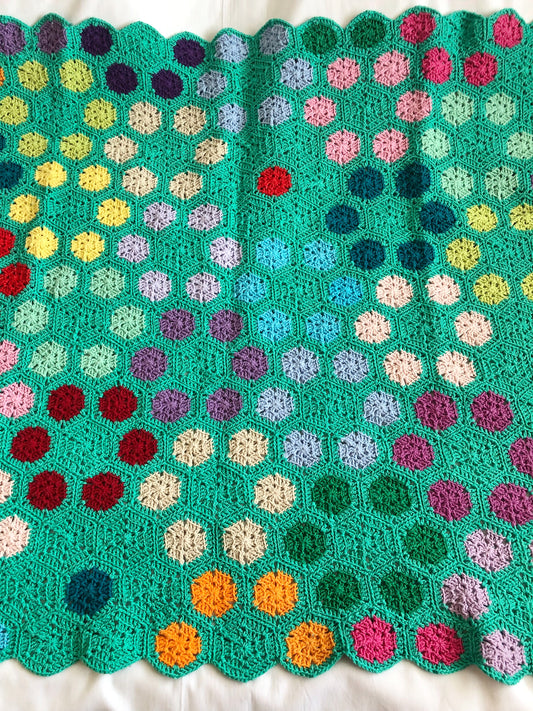 Handmade Hexagon Cotton Crochet Baby Blanket - Unique Nursery Decoration
