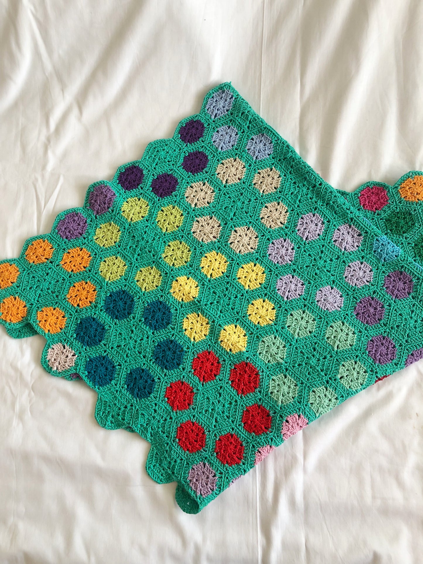 Handmade Hexagon Cotton Crochet Baby Blanket - Unique Nursery Decoration