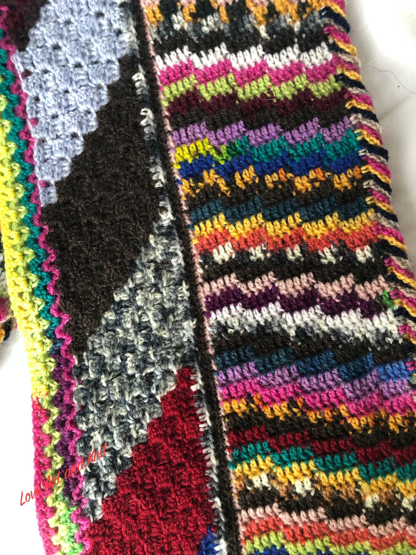 Crochet scarf, colourful scarf