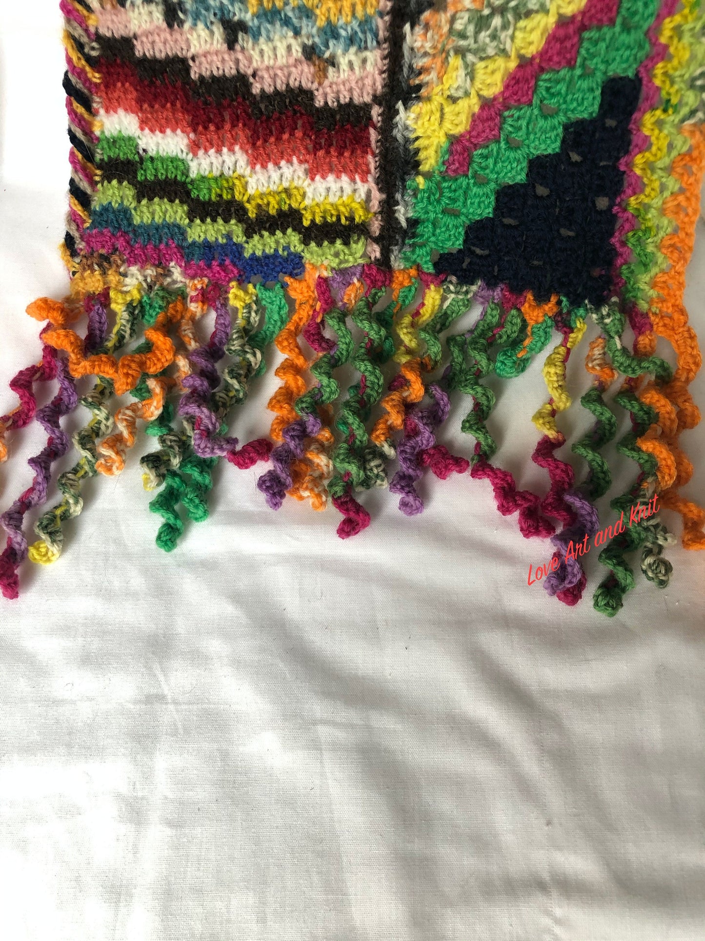 Crochet scarf, colourful scarf