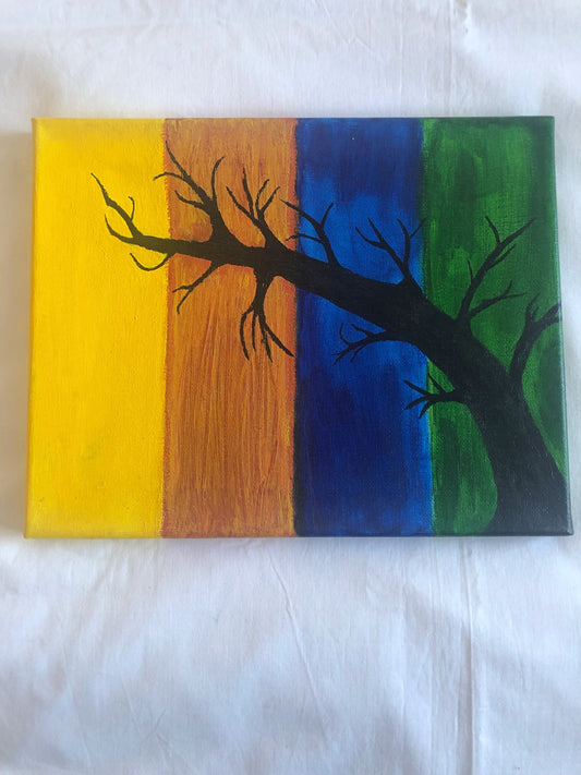 Tree painting, canvas acrylic painting, home decor