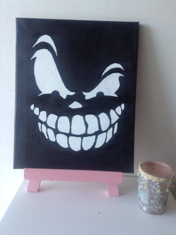 canvas, acrylic, painting, skull, original painting, gothic, canvas painting, black, size 24 x 30 cm, acrylic painting, art, teen boy gift