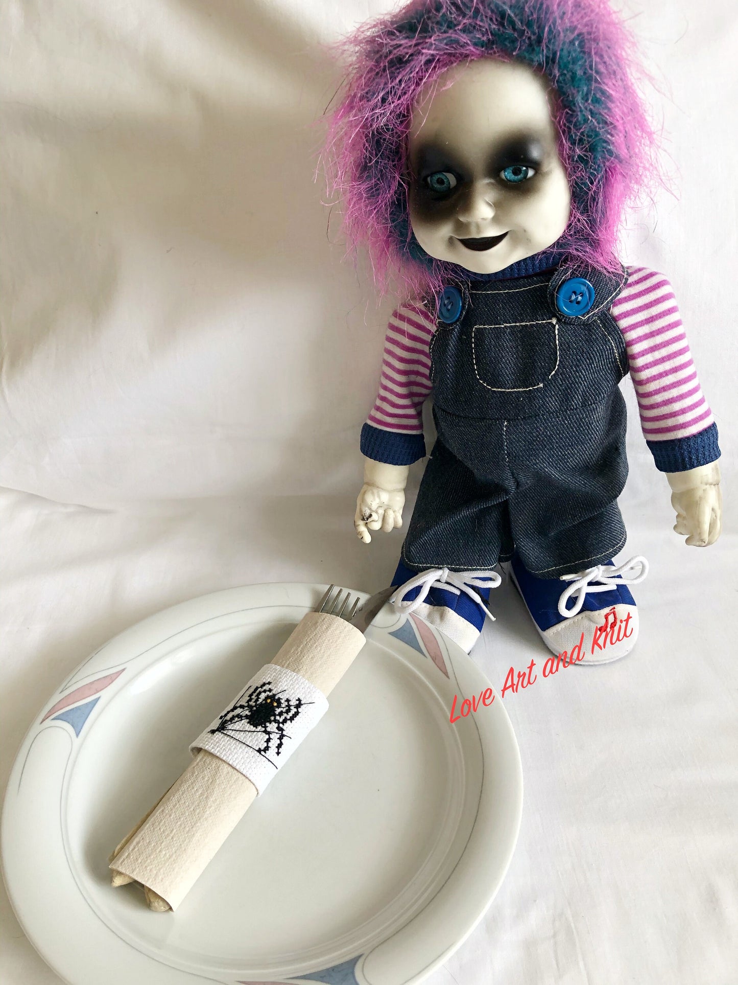 Halloween napkins rings, black spider napkin rings