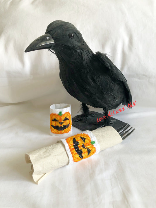 pumpkin napkins rings, halloween dinner decoration,